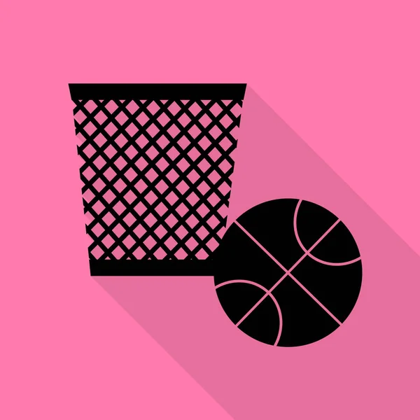 Müllzeichen-Illustration. schwarzes Symbol mit flachem Schattenpfad auf rosa Hintergrund. — Stockvektor