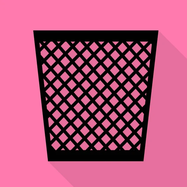 Prullenbak teken illustratie. Zwarte pictogram met vlakke stijl schaduw pad op roze achtergrond. — Stockvector