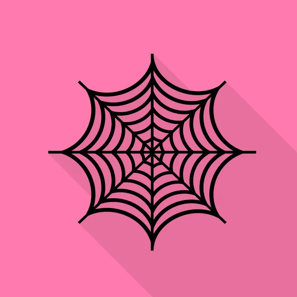 Spider en la ilustración web. Icono negro con camino de sombra de estilo plano sobre fondo rosa . — Archivo Imágenes Vectoriales