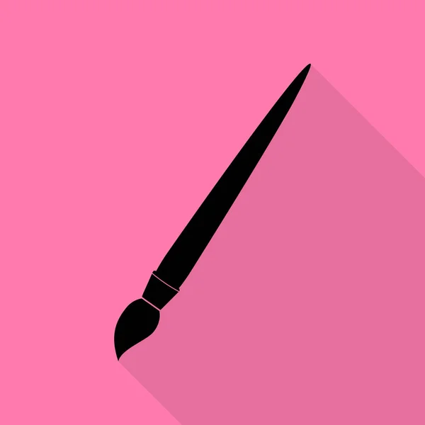 画笔标志图。与平面样式阴影路径在粉红色的背景上的黑色图标. — 图库矢量图片