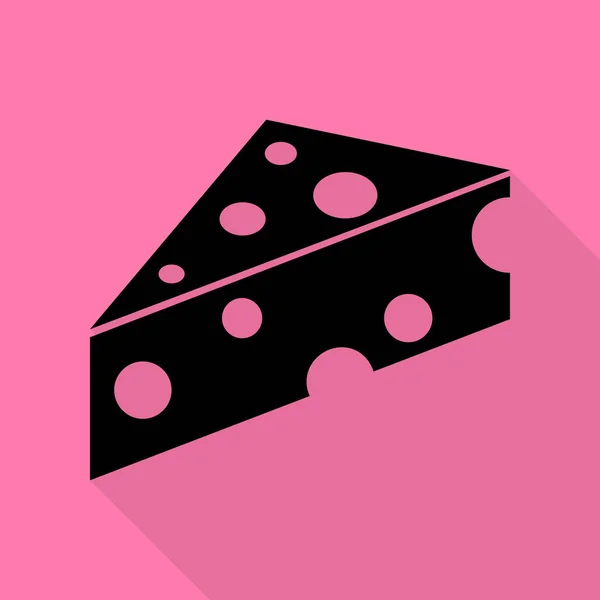 奶酪马斯丹标志。与平面样式阴影路径在粉红色的背景上的黑色图标. — 图库矢量图片