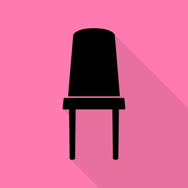 Γραφείο καρέκλα σημάδι. Μαύρο εικονίδιο με επίπεδη στυλ σκιάς διαδρομή σε ροζ φόντο. — Διανυσματικό Αρχείο