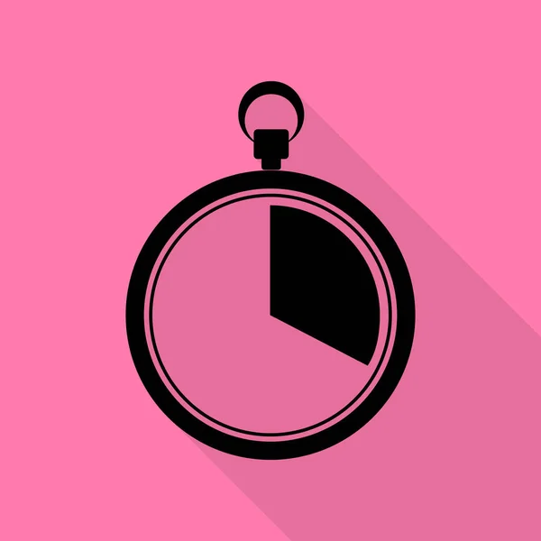 The 20 seconds, minutes stopwatch sign. Black icon with flat style shadow path on pink background. — Stock Vector