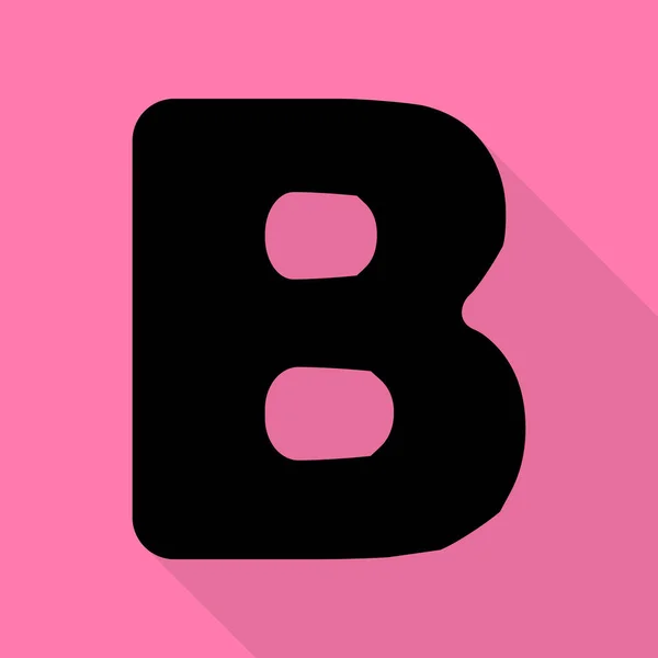 Letra B elemento plantilla de diseño de signo. Icono negro con camino de sombra de estilo plano sobre fondo rosa . — Vector de stock
