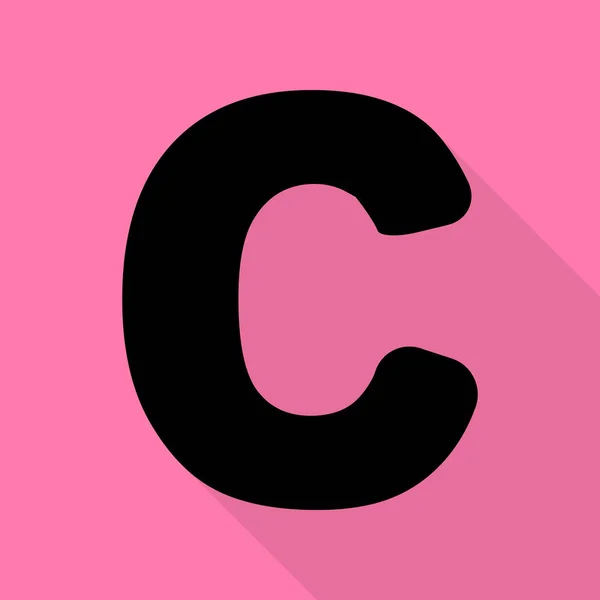 편지 C 기호 서식 파일 요소를 디자인합니다. 평면 스타일 핑크 배경에 그림자 경로와 블랙 아이콘. — 스톡 벡터