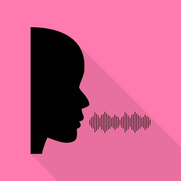 Des gens qui parlent ou chantent. Icône noire avec chemin d'ombre de style plat sur fond rose . — Image vectorielle