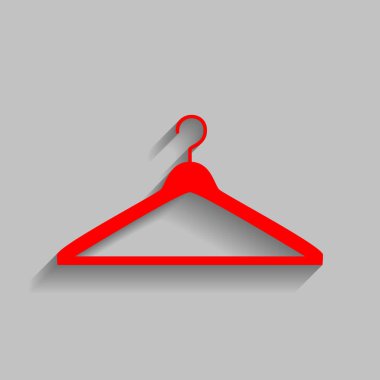 Askı işareti illüstrasyon. Vektör. Yumuşak gölge gri arka plan üzerinde kırmızı simge.