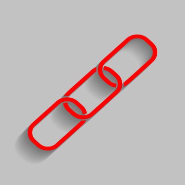 Bağlantı işaret illüstrasyon. Vektör. Yumuşak gölge gri arka plan üzerinde kırmızı simge.