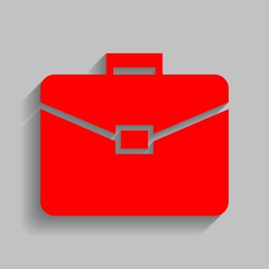 Evrak Çantası'nı işaret illüstrasyon. Vektör. Yumuşak gölge gri arka plan üzerinde kırmızı simge.