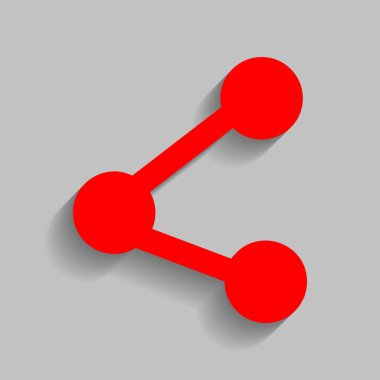 Paylaşım işaret illüstrasyon. Vektör. Yumuşak gölge gri arka plan üzerinde kırmızı simge.