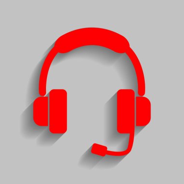 Destek işareti illüstrasyon. Vektör. Yumuşak gölge gri arka plan üzerinde kırmızı simge.