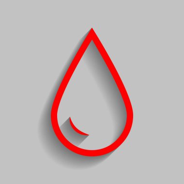 Damla su işareti yok. Vektör. Yumuşak gölge gri arka plan üzerinde kırmızı simge.