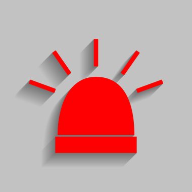 Polis çoklu oturum. Vektör. Yumuşak gölge gri arka plan üzerinde kırmızı simge.