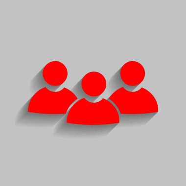 Takım iş işareti. Vektör. Yumuşak gölge gri arka plan üzerinde kırmızı simge.