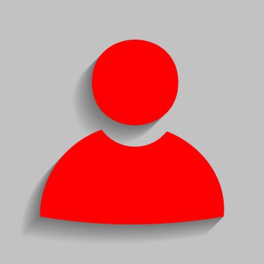 Kullanıcı oturum illüstrasyon. Vektör. Yumuşak gölge gri arka plan üzerinde kırmızı simge.