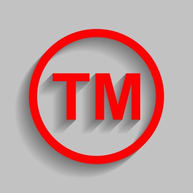İşareti işaret ticaret. Vektör. Yumuşak gölge gri arka plan üzerinde kırmızı simge.