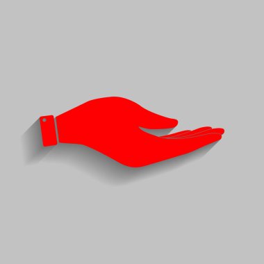 El işareti illüstrasyon. Vektör. Yumuşak gölge gri arka plan üzerinde kırmızı simge.