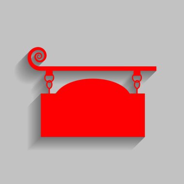 Eski moda tasarımı için Ferforje işareti. Vektör. Yumuşak gölge gri arka plan üzerinde kırmızı simge.