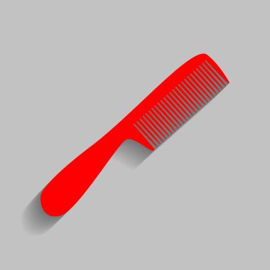 Basit kayıt tarak. Vektör. Yumuşak gölge gri arka plan üzerinde kırmızı simge.