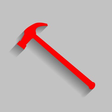 Basit simge gördüm. Vektör. Yumuşak gölge gri arka plan üzerinde kırmızı simge.