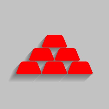 Altın basit kayıt. Vektör. Yumuşak gölge gri arka plan üzerinde kırmızı simge.