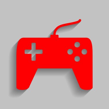 Oyun çubuğu basit kayıt. Vektör. Yumuşak gölge gri arka plan üzerinde kırmızı simge.