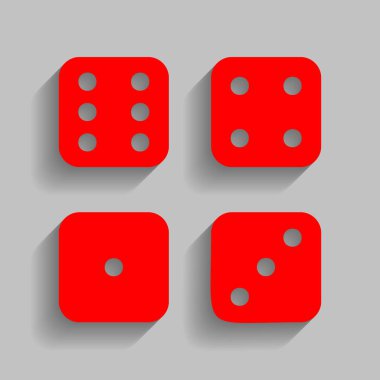 Şeytanlar kemikler, dişler imzala. Vektör. Yumuşak gölge gri arka plan üzerinde kırmızı simge.