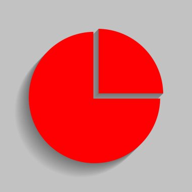 İş grafik işareti. Vektör. Yumuşak gölge gri arka plan üzerinde kırmızı simge.