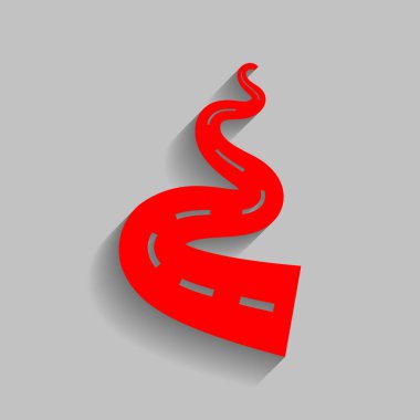 Yol basit işaret. Vektör. Yumuşak gölge gri arka plan üzerinde kırmızı simge.