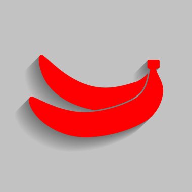 Muz basit kayıt. Vektör. Yumuşak gölge gri arka plan üzerinde kırmızı simge.