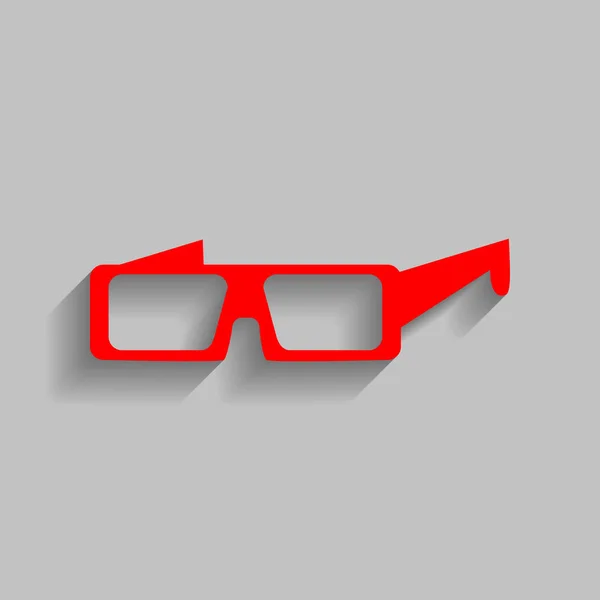 Modernes Glasschild. Vektor. rotes Symbol mit weichem Schatten auf grauem Hintergrund. — Stockvektor