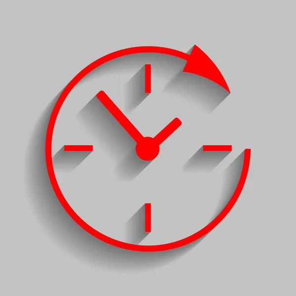 Servicio y soporte para clientes las 24 horas y las 24 horas. Vector. Icono rojo con sombra suave sobre fondo gris . — Archivo Imágenes Vectoriales