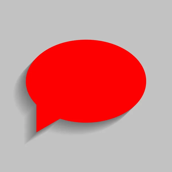 Speech bubble icon. Vector. Red icon with soft shadow on gray background. — Stock Vector