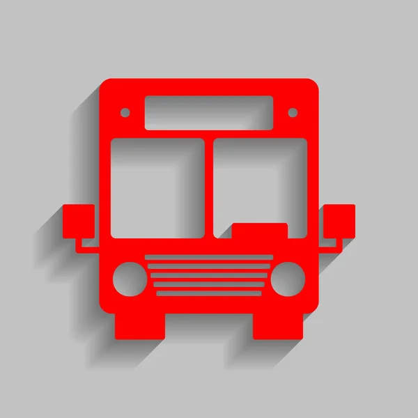 Ilustração do sinal do ônibus. Vector. Ícone vermelho com sombra suave no fundo cinza . — Vetor de Stock