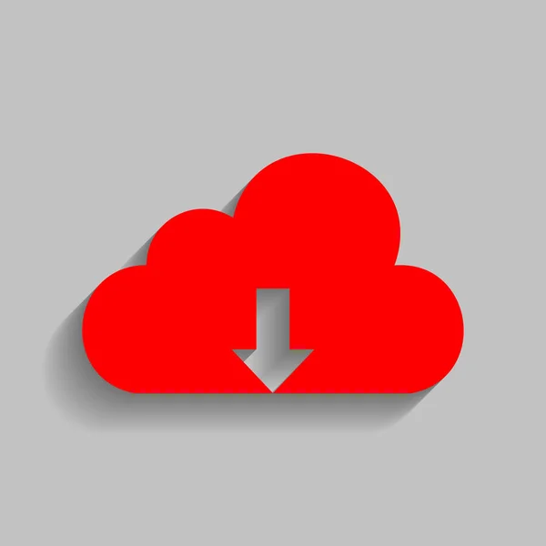Signo de tecnología Cloud. Vector. Icono rojo con sombra suave sobre fondo gris . — Archivo Imágenes Vectoriales