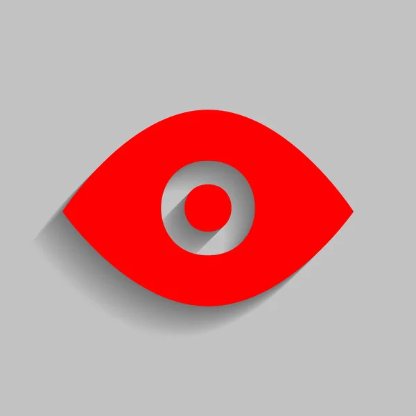 Ilustração do sinal ocular. Vector. Ícone vermelho com sombra suave no fundo cinza . —  Vetores de Stock