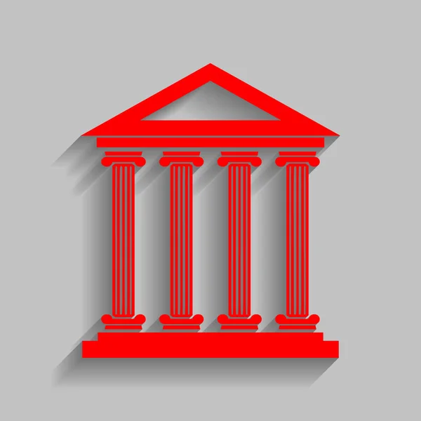 歴史的建造物のイラスト。ベクトル。灰色の背景にソフト シャドウの付いた赤いアイコン. — ストックベクタ