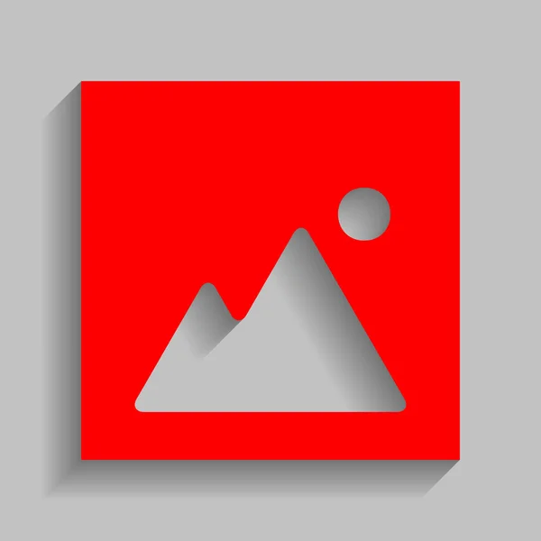 Illustration de signe d'image. Vecteur. Icône rouge avec ombre douce sur fond gris . — Image vectorielle