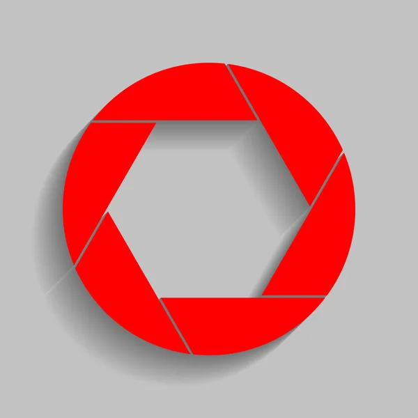 写真の記号の図。ベクトル。灰色の背景にソフト シャドウの付いた赤いアイコン. — ストックベクタ