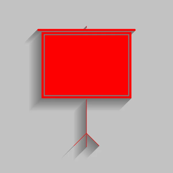 Blank Projection screen. Vector. Red icon with soft shadow on gray background. — Stock Vector