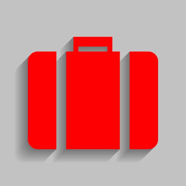 Illustration de la mallette. Vecteur. Icône rouge avec ombre douce sur fond gris . — Image vectorielle