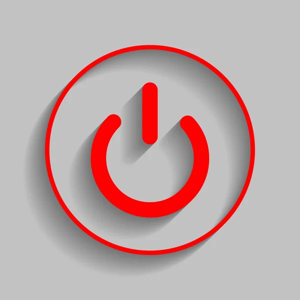 Ein-aus-Schalter-Zeichen. Vektor. rotes Symbol mit weichem Schatten auf grauem Hintergrund. — Stockvektor