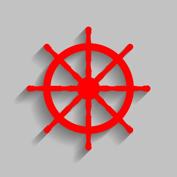 Корабельный знак. Вектор. Красная иконка с мягкой тенью на сером фоне . — стоковый вектор