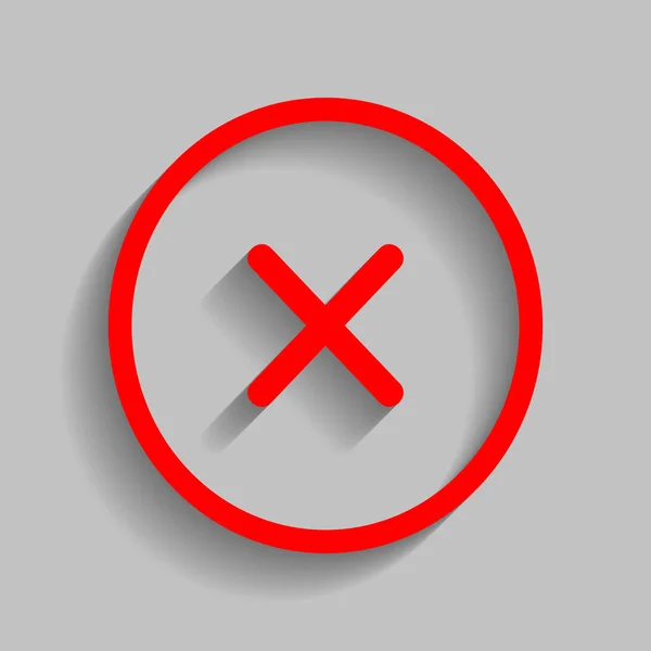 Korsa tecken illustration. Vektor. Röd ikon med mjuk skugga på grå bakgrund. — Stock vektor