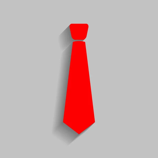 Krawattenzeichen-Illustration. Vektor. rotes Symbol mit weichem Schatten auf grauem Hintergrund. — Stockvektor