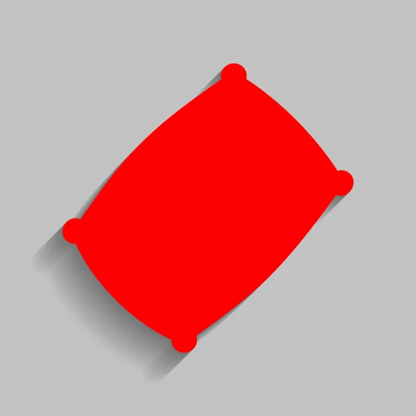 Signo de almohada ilustración. Vector. Icono rojo con sombra suave sobre fondo gris . — Vector de stock