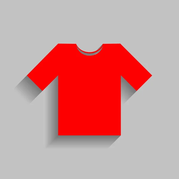 Illustration für T-Shirt-Zeichen. Vektor. rotes Symbol mit weichem Schatten auf grauem Hintergrund. — Stockvektor