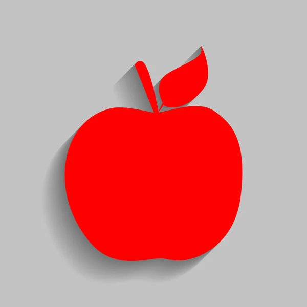 Apfelschild-Illustration. Vektor. rotes Symbol mit weichem Schatten auf grauem Hintergrund. — Stockvektor