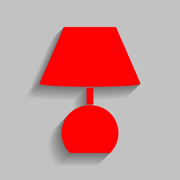 Lámpa jel illusztráció. Vektor. Szürke háttér lágy árnyéka piros ikon. — Stock Vector