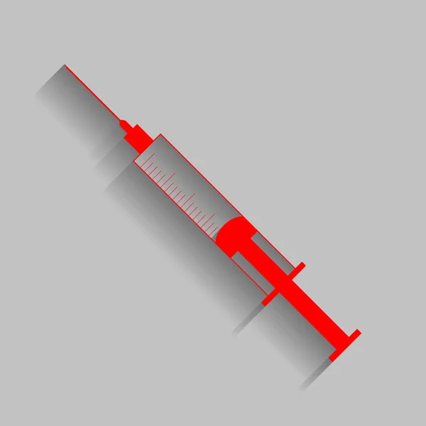 Sprutan tecken illustration. Vektor. Röd ikon med mjuk skugga på grå bakgrund. — Stock vektor